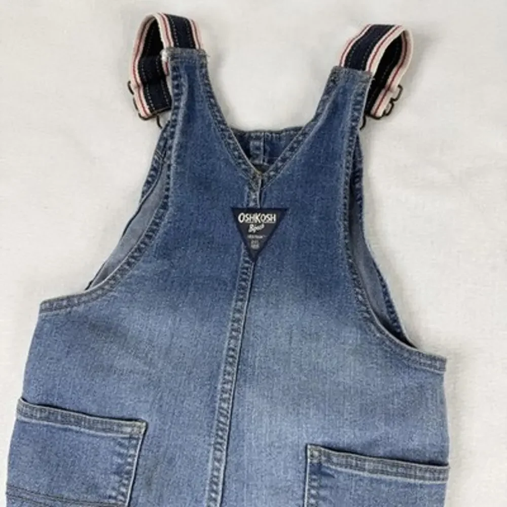 OshKosh Overalls Denim Vestbak Bgosh Boys 4T Blue Stretch Carpenter Jeans